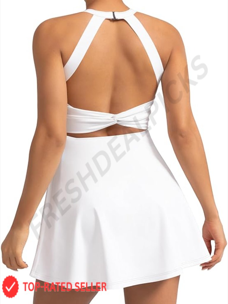 Women's Tennis Dress With Built-In Shorts And Pockets - Easy Pee Design